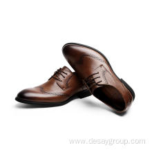 Wing tip Burnished Leather Men's shoes